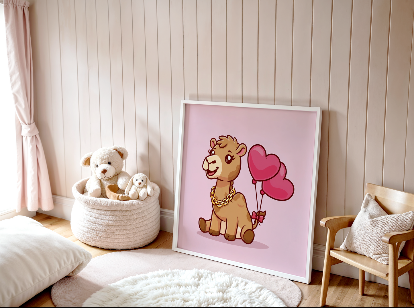 Camel with Heart Balloon Poster (30 x 30 cm)