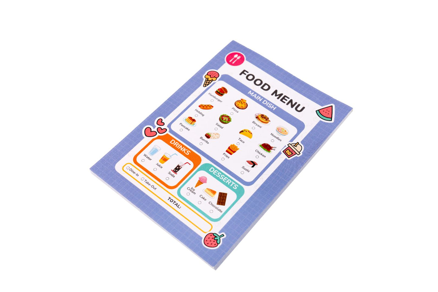 Pretend Play Notepad – Food Menu (40 pages)