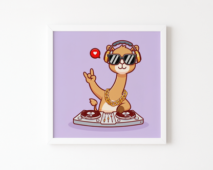 Giraffe DJ Poster (30 x 30 cm)