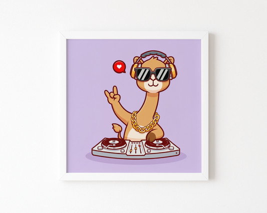 Giraffe DJ Poster (30 x 30 cm)