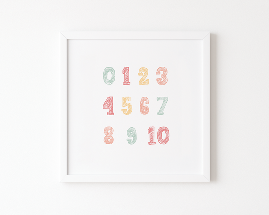 Numbers 1–10 Poster (30 x 30 cm)