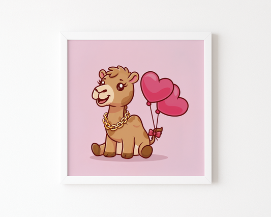 Camel with Heart Balloon Poster (30 x 30 cm)