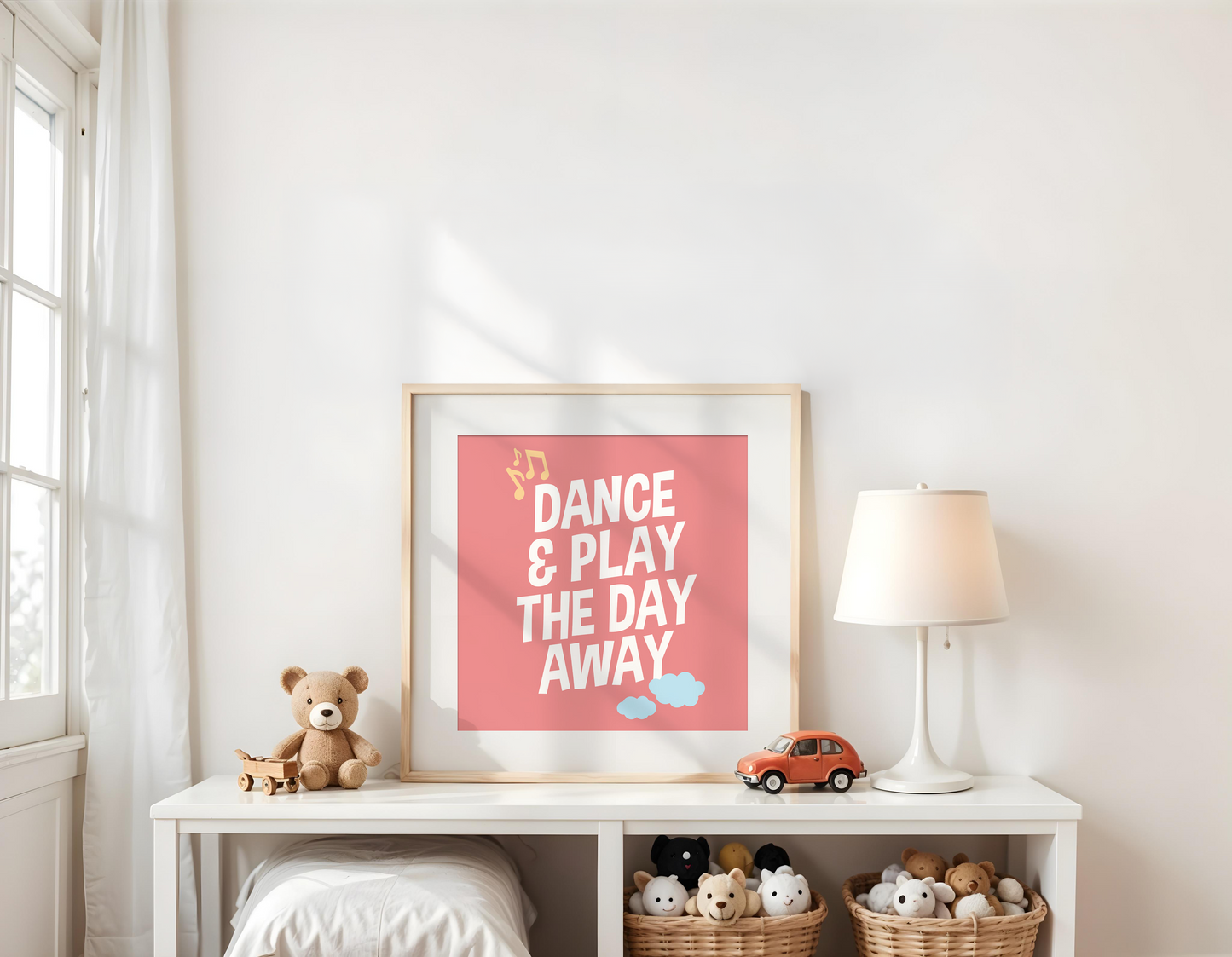 Dance & Play the Day Away Poster (Pink) (30 x 30 cm)