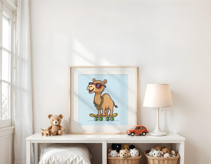 Camel on a Skateboard Poster (30 x 30 cm)