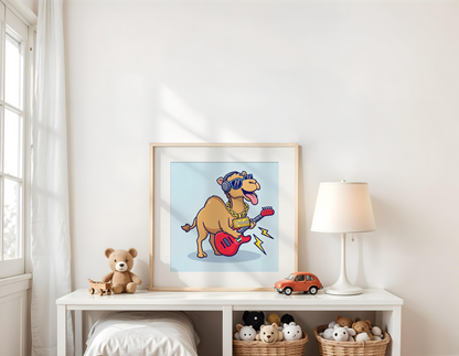 Camel Playing a Guitar Poster (30 x 30 cm)