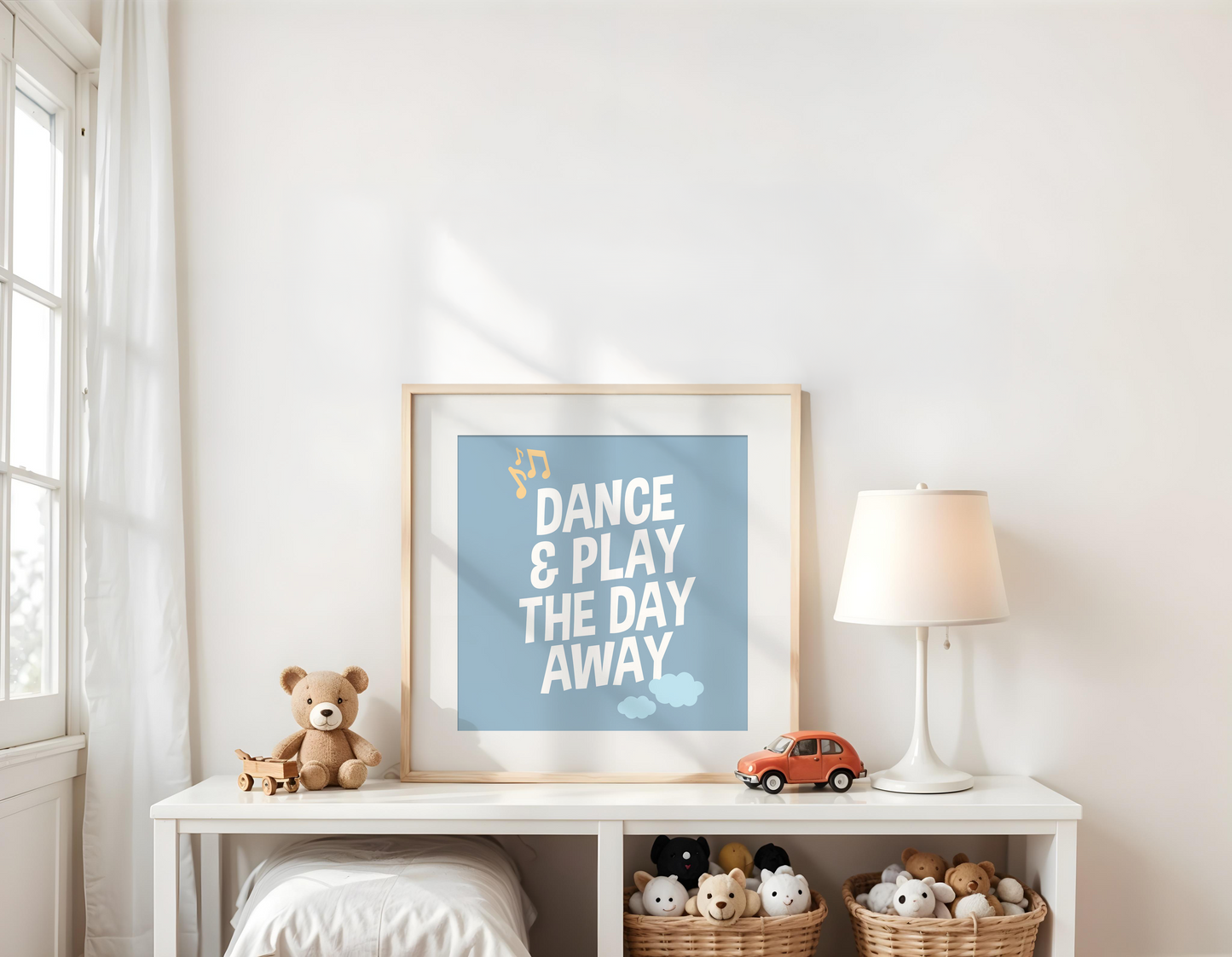 Dance & Play the Day Away Poster (Blue) (30 x 30 cm)