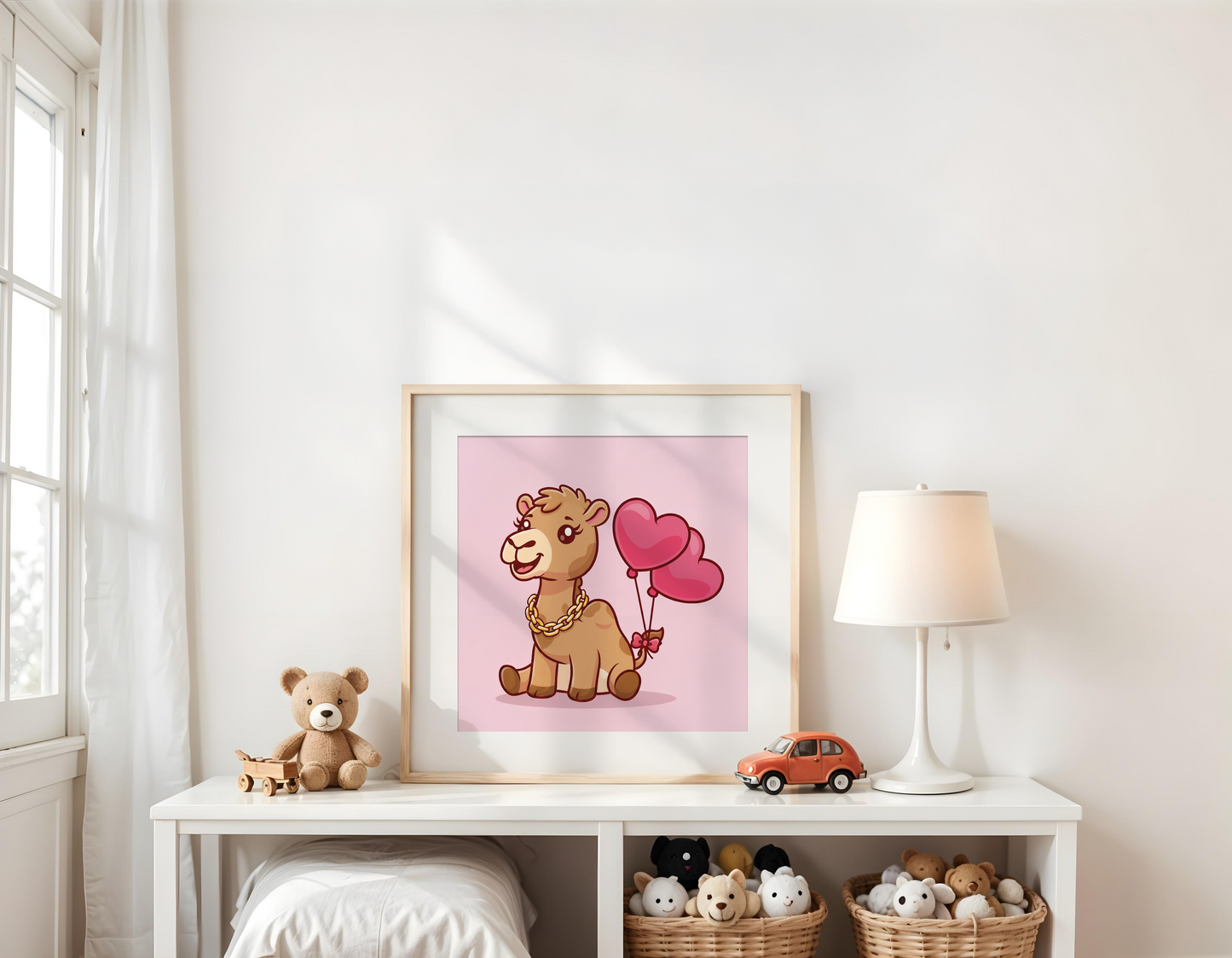 Camel with Heart Balloon Poster (30 x 30 cm)