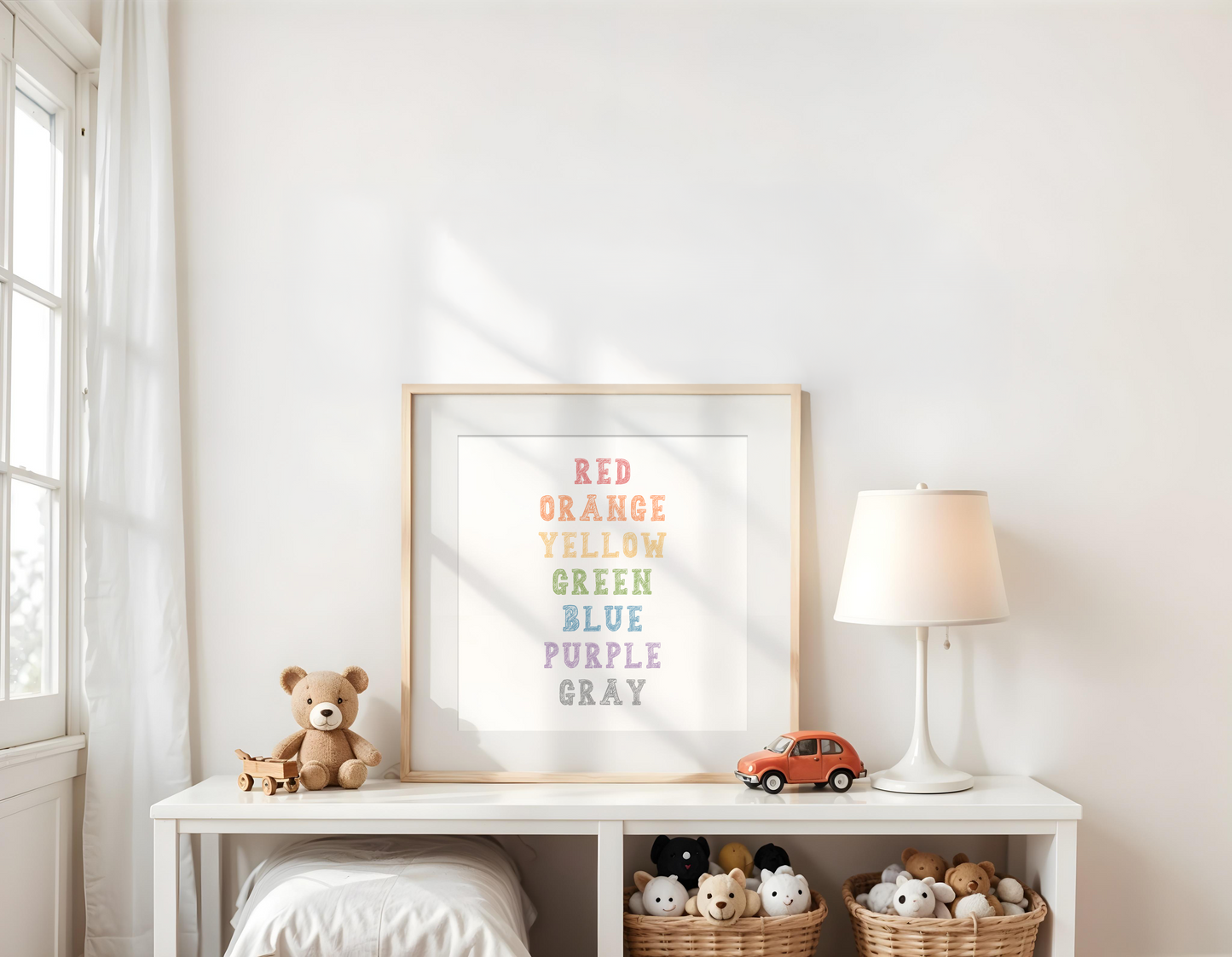 Colours Poster: Red, Orange, Yellow, Green (30 x 30 cm)