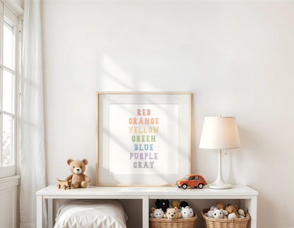 Colours Poster: Red, Orange, Yellow, Green (30 x 30 cm)