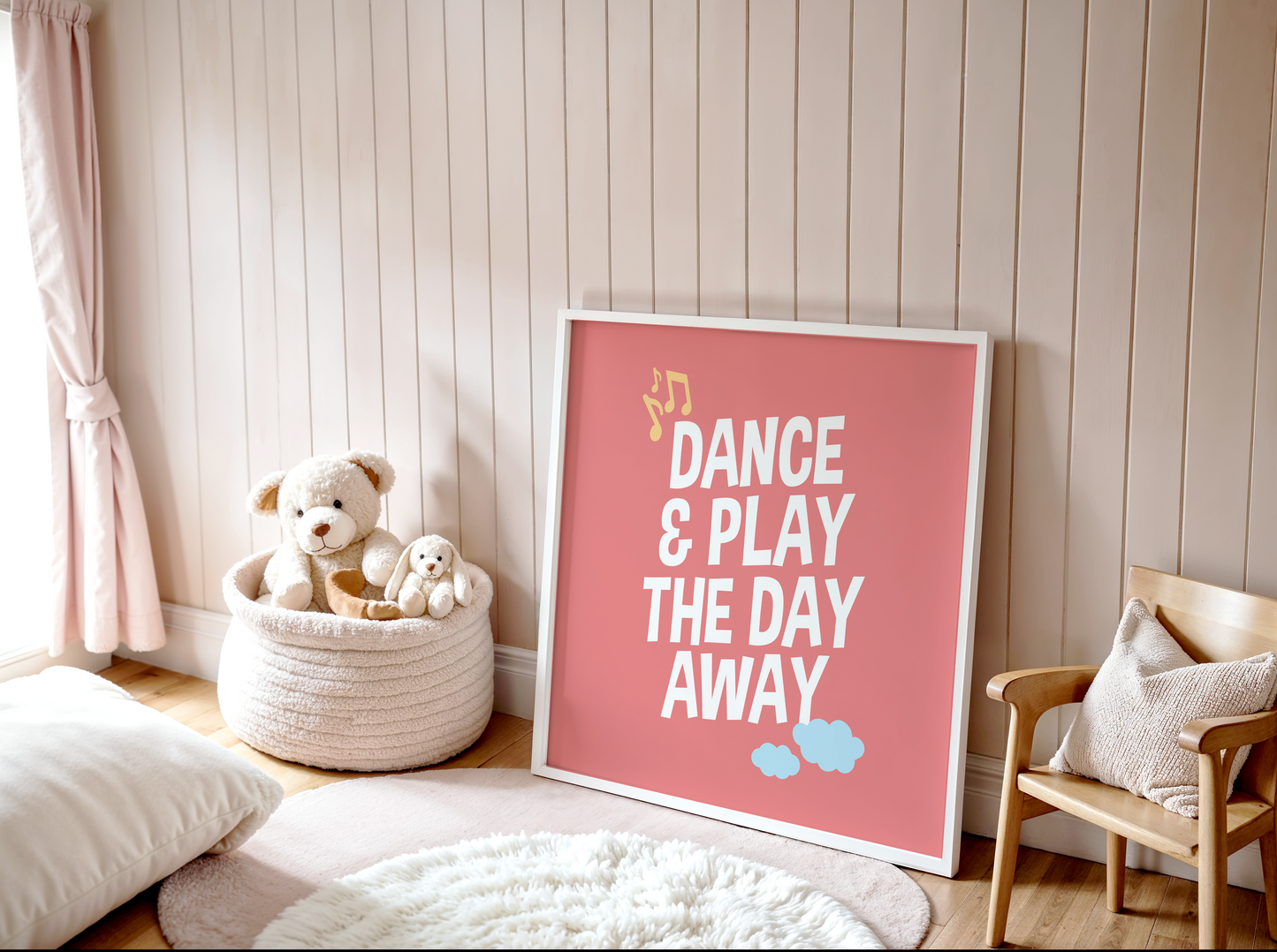 Dance & Play the Day Away Poster (Pink) (30 x 30 cm)