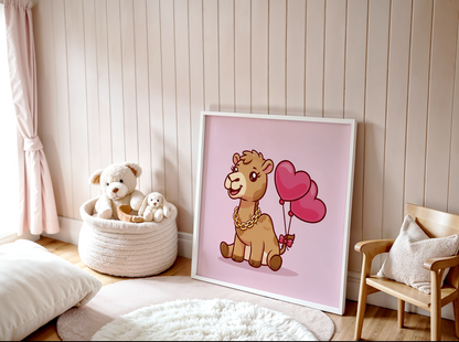 Camel with Heart Balloon Poster (30 x 30 cm)