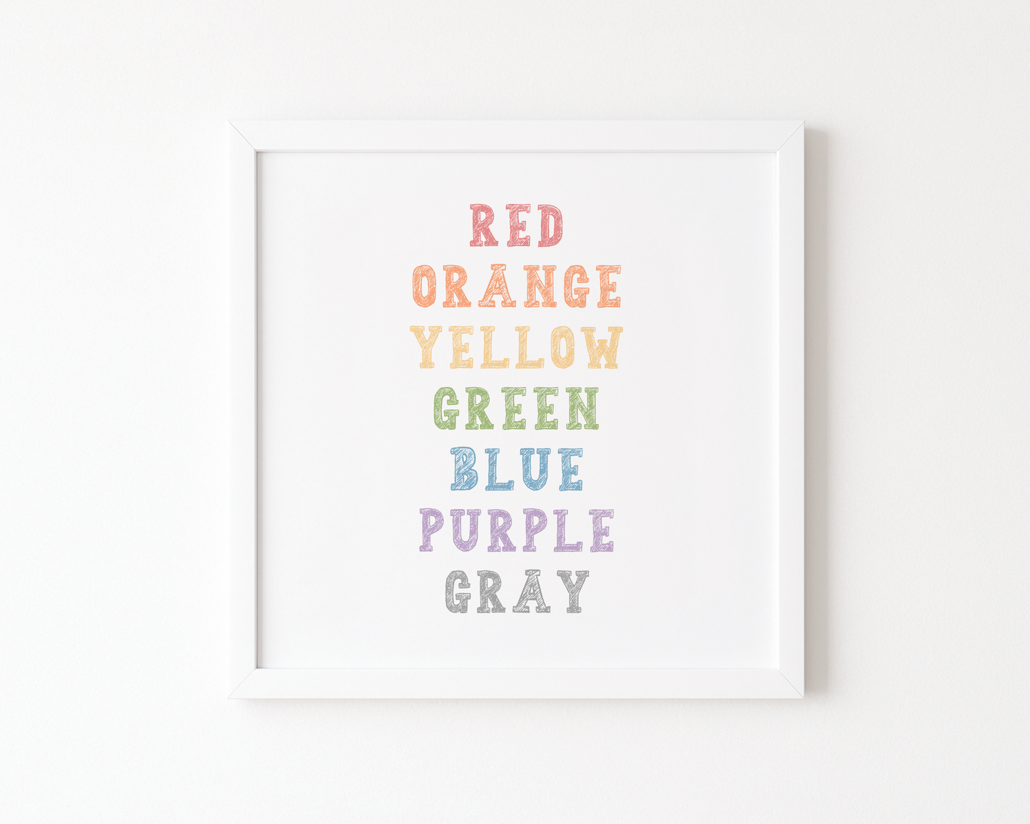 Colours Poster: Red, Orange, Yellow, Green (30 x 30 cm)