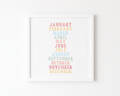 Months Poster (January–December) (30 x 30 cm)