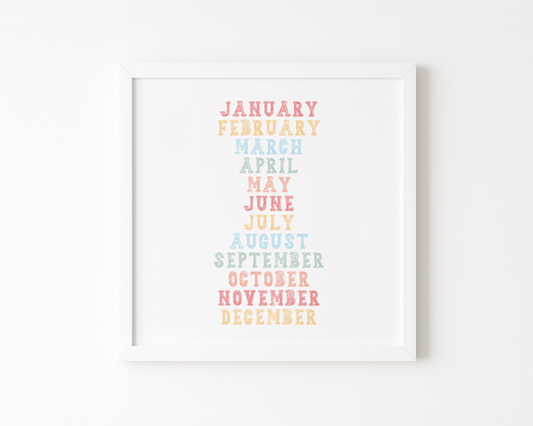 Months Poster (January–December) (30 x 30 cm)