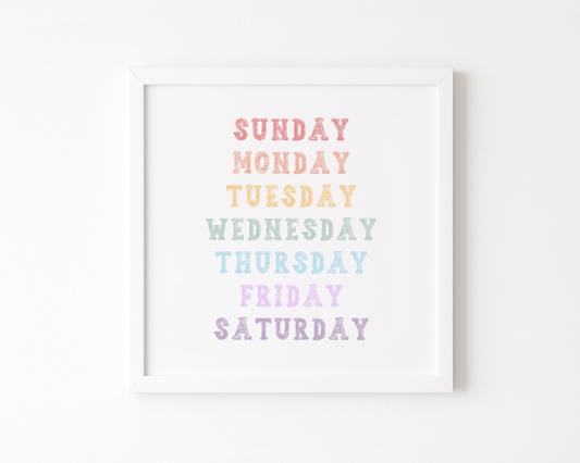 Days of the Week Poster (Sunday–Saturday) (30 x 30 cm)