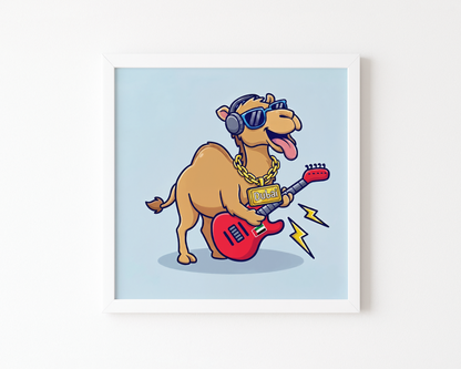 Camel Playing a Guitar Poster (30 x 30 cm)